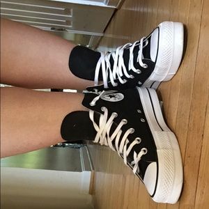 Converse platform high tops, original black, men’s size 5 women’s size 7